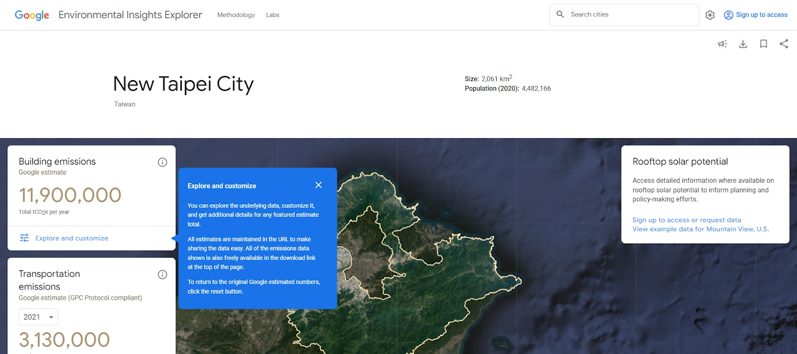 Google Environmental Insights Explorer platform